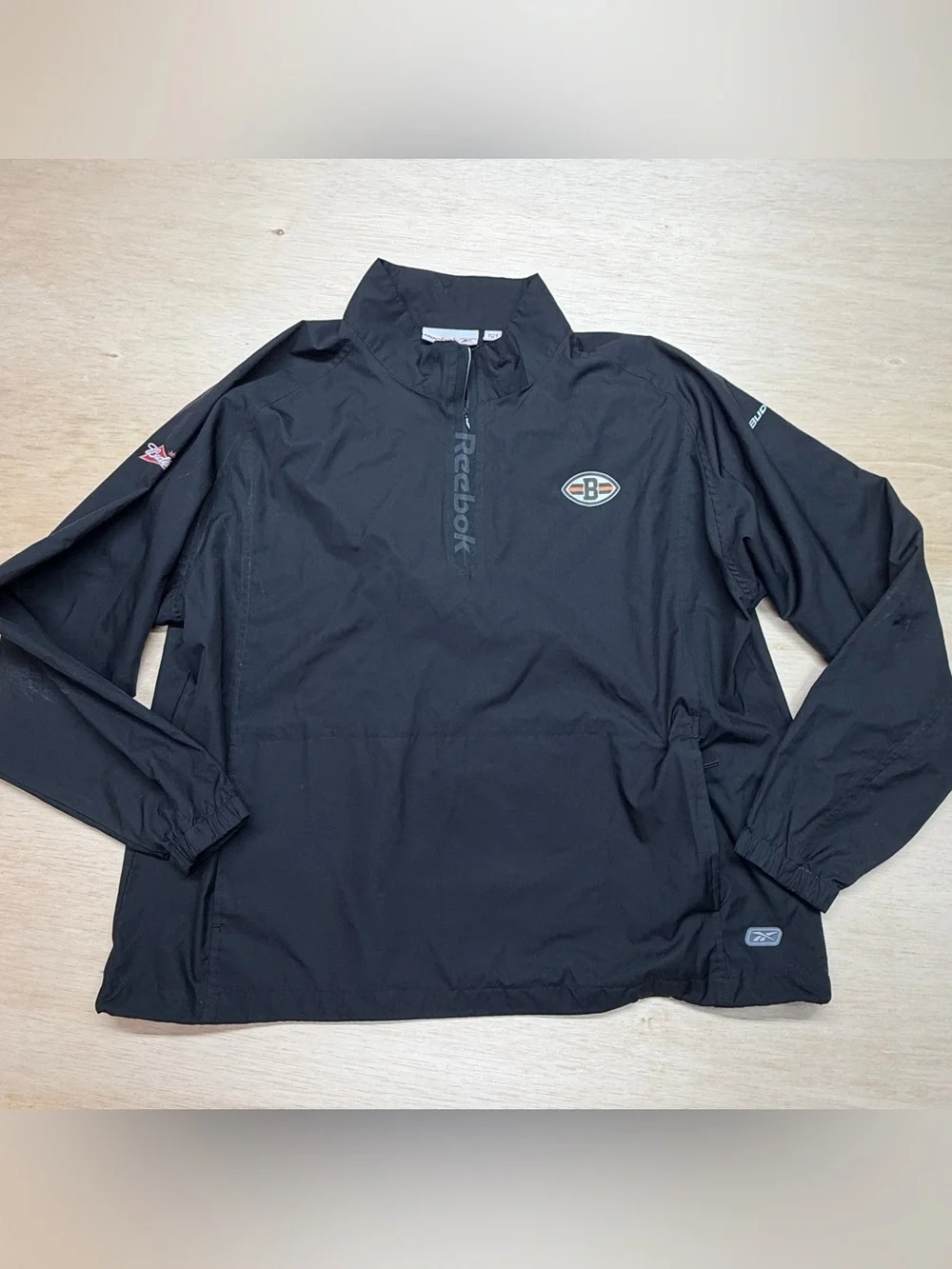 Reebok Cleveland Browns Quarter Zip Windbreaker Budweiser Beer Branding Size XL
